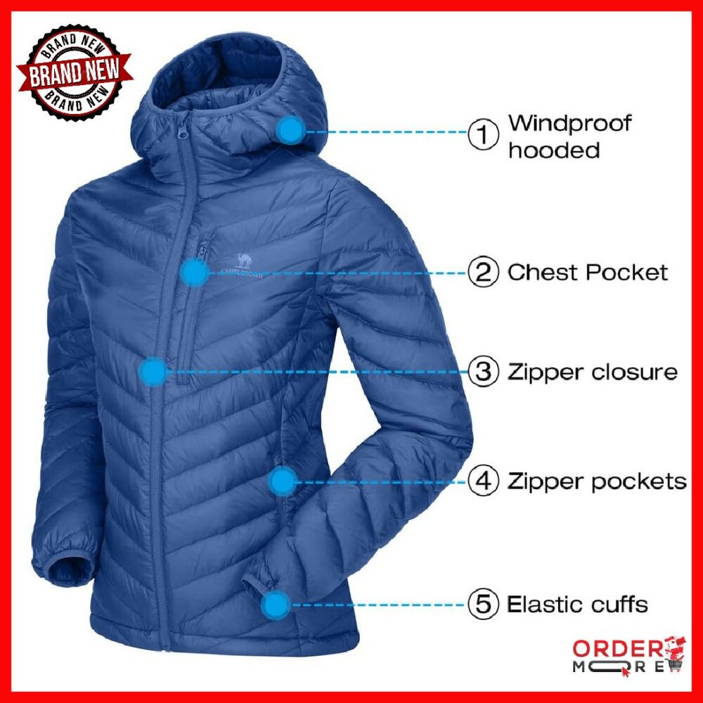 Lightweight Packable Down Puffer Jacket Hooded Wi… - image 6